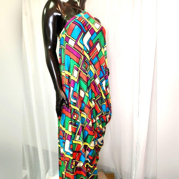 Custom Cut & Sewn - Colorful Geometric Dress with Sash - Picture 4 of 16